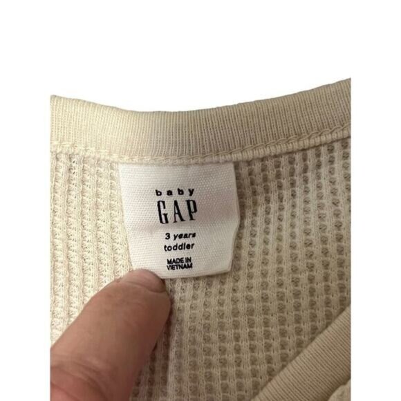 Baby GAP Thermal Waffle Weave Cotton Top Girls Size 3 Ecru Cream - Picture 3 of 5